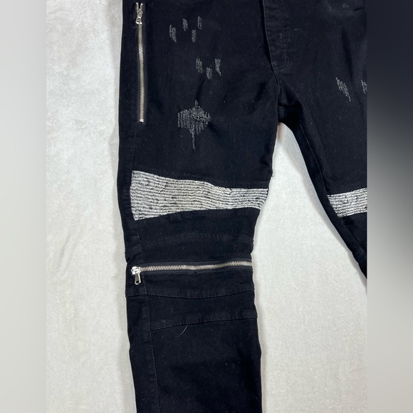AMIRI 36W 30L Mx2 Bandana Knee Black Denim Jeans Distressed Authentic Denim C25 - Picture 5 of 14